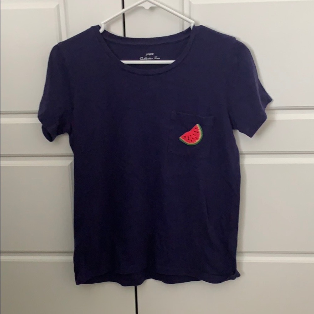 J.Crew embroidered watermelon pocket t-shirt